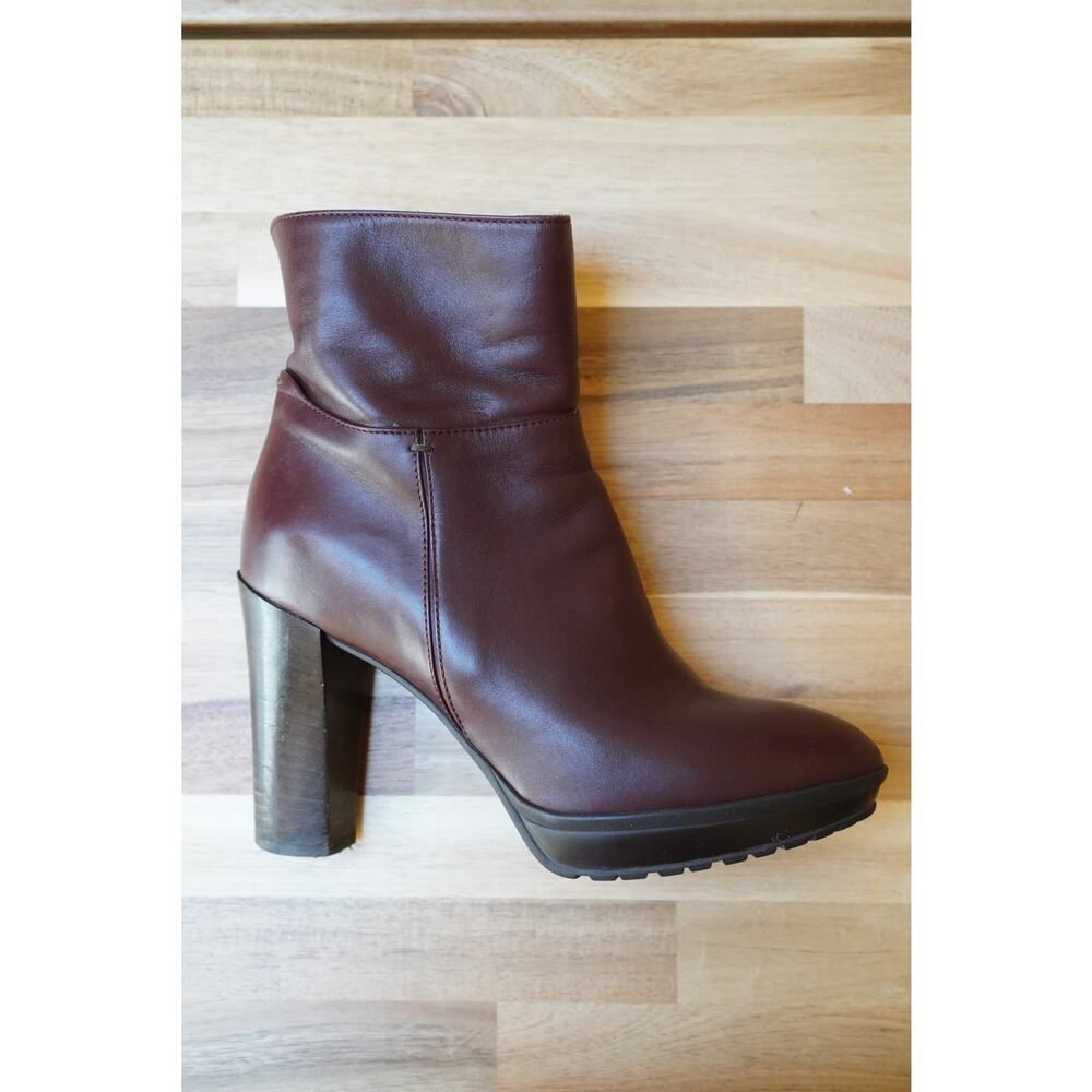 Max Mara Black Leather Ankle Boots Block Heel Minimalist Zip Booties EU 37
